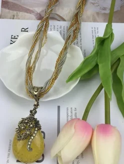 1PC Pendant Necklace For Women's Wedding Street Birthday Party Alloy Water Drop Necklace Pear Women Trendy Jewelry