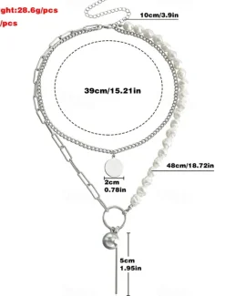 Online 1PC Pendant Necklace For Women's Pearl Wedding Party Evening Imitation Pearl Alloy Double Layered Women Trendy Jewelry