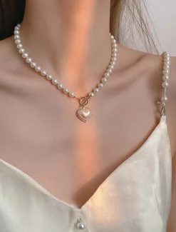 1PC Pendant Necklace For Women's Wedding Party Evening Gift Alloy Classic Heart Women Trendy Jewelry