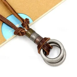 New 1PC Pendant Necklace Necklace For Men's Women's Street Gift Beach PU Leather Alloy Retro Graduation Weave Women Trendy Jewelry