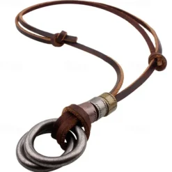 New 1PC Pendant Necklace Necklace For Men's Women's Street Gift Beach PU Leather Alloy Retro Graduation Weave Women Trendy Jewelry