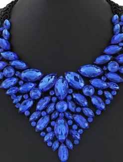 Discount 1PC Statement Necklace Crystal Necklace For Women's Wedding Party Evening Alloy Retro Alphabet Shape Precious Women Trendy Jewelry