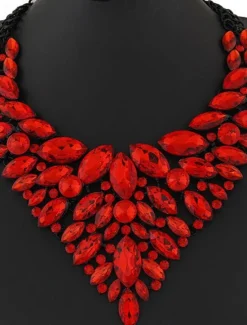 Discount 1PC Statement Necklace Crystal Necklace For Women's Wedding Party Evening Alloy Retro Alphabet Shape Precious Women Trendy Jewelry