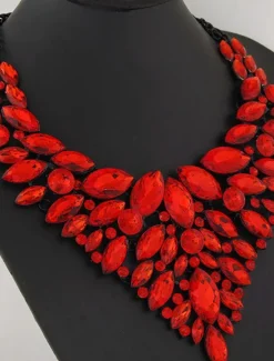 Discount 1PC Statement Necklace Crystal Necklace For Women's Wedding Party Evening Alloy Retro Alphabet Shape Precious Women Trendy Jewelry