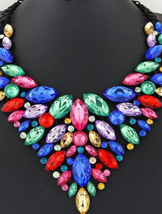 Discount 1PC Statement Necklace Crystal Necklace For Women's Wedding Party Evening Alloy Retro Alphabet Shape Precious Women Trendy Jewelry