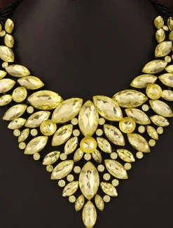 Discount 1PC Statement Necklace Crystal Necklace For Women's Wedding Party Evening Alloy Retro Alphabet Shape Precious Women Trendy Jewelry