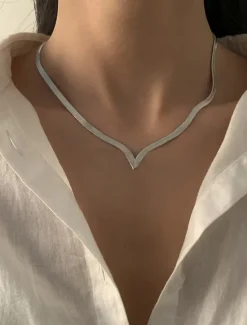 New 1PC V-Shaped Choker Necklace For Women's Party Evening Daily Alloy Women Trendy Jewelry