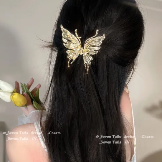 Outlet 1PC Women's Girls' Hair Claws Hair Clip For Daily Butterfly Hair Claw Metal Butterfly Hair Clips Clamp Nonslip Hair Claw Hair Accessories for Women Girls for Thinner Thick Hair Styling Fashion Hair Women Accessories