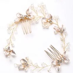 1pc Women's Girls' Headbands Flower Leaf Bride Wedding Hair Vine Silver Rhinestone Bridal Hairpieces Crystal Headpiece Hair Accessories for Women and Girls Women Accessories
