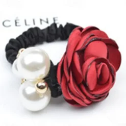 Online 1pc Women's Hair Ties Scrunchie For Street Daily Holiday Handmade Pearl Fabric Light Pink Light Purple Green Women Accessories