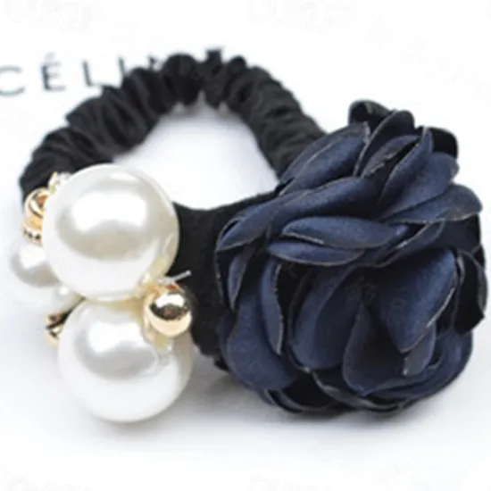 Online 1pc Women's Hair Ties Scrunchie For Street Daily Holiday Handmade Pearl Fabric Light Pink Light Purple Green Women Accessories