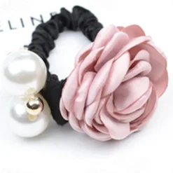 Online 1pc Women's Hair Ties Scrunchie For Street Daily Holiday Handmade Pearl Fabric Light Pink Light Purple Green Women Accessories