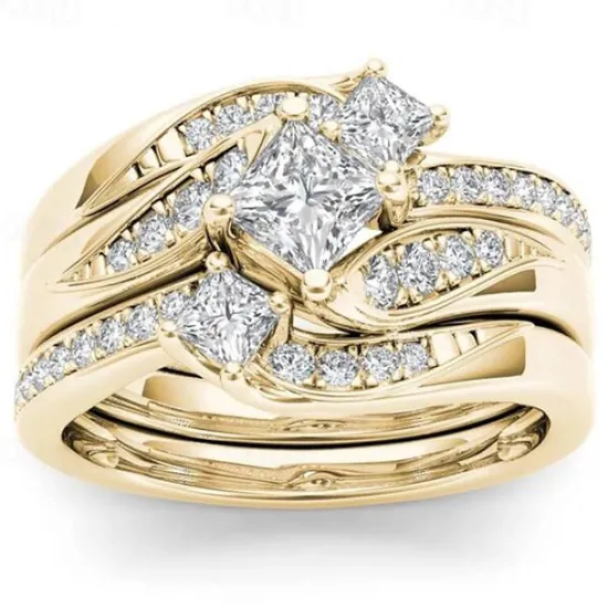 Outlet 3pcs Band Ring Ring For Women's Gift Prom Date Rhinestone Alloy Women Trendy Jewelry