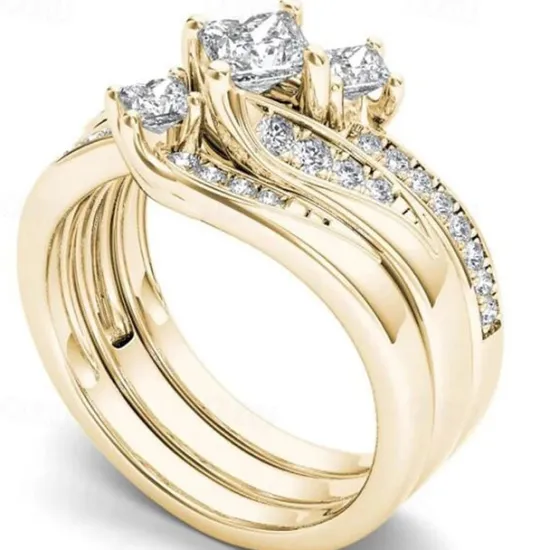 Outlet 3pcs Band Ring Ring For Women's Gift Prom Date Rhinestone Alloy Women Trendy Jewelry