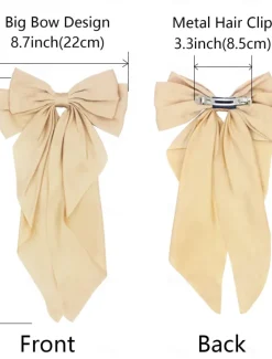 Online 3PCS Big Silky Satin Hair Bows for Women Large Hair Barrettes Ribbon for Girls Long Hair Clips French Barrette Cute Kawaii Bowknot Hairpin Lolita Hair Accessories Women Accessories