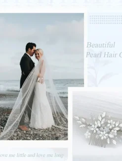 Discount 1pcs Bride Wedding Hair Comb Pearl Shiny Rhinestone Flower Hair Piece Rhinestone Bridal Hair Accessories for Women Women Accessories