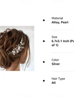 Discount 1pcs Bride Wedding Hair Comb Pearl Shiny Rhinestone Flower Hair Piece Rhinestone Bridal Hair Accessories for Women Women Accessories