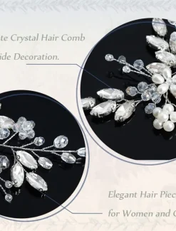 Discount 1pcs Bride Wedding Hair Comb Pearl Shiny Rhinestone Flower Hair Piece Rhinestone Bridal Hair Accessories for Women Women Accessories