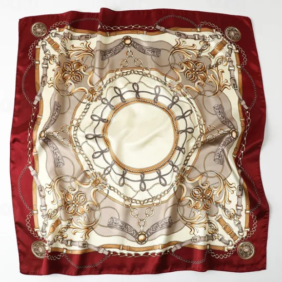 Clearance 1pcs 90*90cm Fashion Chain Print Scarves Women Shawl Satin Hijab Female Bandana Square Ladies Foulard Wrap Pareo Headcloth Women Scarves