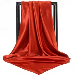Best 1pcs 90*90cm Solid Colors Neckerchief Hijab Scarf For Women Silk Satin Headband Hair Scarves Female Square Shawls Head Scarfs For Ladies Women Scarves