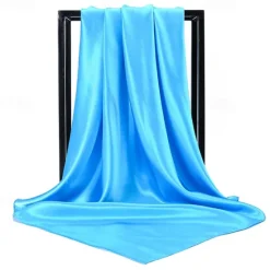 Best 1pcs 90*90cm Solid Colors Neckerchief Hijab Scarf For Women Silk Satin Headband Hair Scarves Female Square Shawls Head Scarfs For Ladies Women Scarves