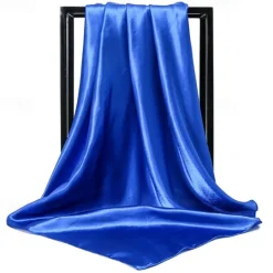 Best 1pcs 90*90cm Solid Colors Neckerchief Hijab Scarf For Women Silk Satin Headband Hair Scarves Female Square Shawls Head Scarfs For Ladies Women Scarves