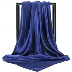 Best 1pcs 90*90cm Solid Colors Neckerchief Hijab Scarf For Women Silk Satin Headband Hair Scarves Female Square Shawls Head Scarfs For Ladies Women Scarves