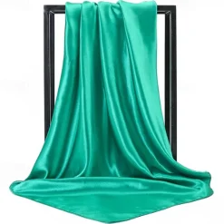 Best 1pcs 90*90cm Solid Colors Neckerchief Hijab Scarf For Women Silk Satin Headband Hair Scarves Female Square Shawls Head Scarfs For Ladies Women Scarves