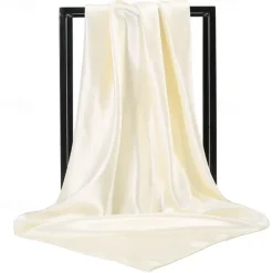 Best 1pcs 90*90cm Solid Colors Neckerchief Hijab Scarf For Women Silk Satin Headband Hair Scarves Female Square Shawls Head Scarfs For Ladies Women Scarves