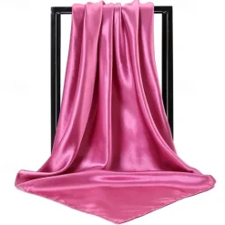 Best 1pcs 90*90cm Solid Colors Neckerchief Hijab Scarf For Women Silk Satin Headband Hair Scarves Female Square Shawls Head Scarfs For Ladies Women Scarves
