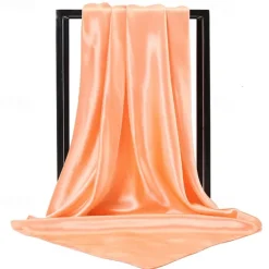 Best 1pcs 90*90cm Solid Colors Neckerchief Hijab Scarf For Women Silk Satin Headband Hair Scarves Female Square Shawls Head Scarfs For Ladies Women Scarves
