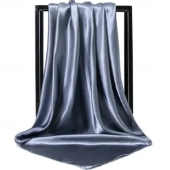 Best 1pcs 90*90cm Solid Colors Neckerchief Hijab Scarf For Women Silk Satin Headband Hair Scarves Female Square Shawls Head Scarfs For Ladies Women Scarves