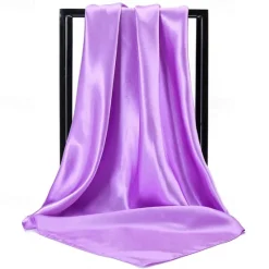 Best 1pcs 90*90cm Solid Colors Neckerchief Hijab Scarf For Women Silk Satin Headband Hair Scarves Female Square Shawls Head Scarfs For Ladies Women Scarves