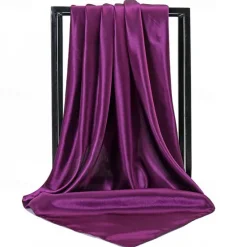Best 1pcs 90*90cm Solid Colors Neckerchief Hijab Scarf For Women Silk Satin Headband Hair Scarves Female Square Shawls Head Scarfs For Ladies Women Scarves