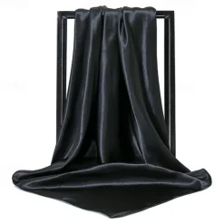 Best 1pcs 90*90cm Solid Colors Neckerchief Hijab Scarf For Women Silk Satin Headband Hair Scarves Female Square Shawls Head Scarfs For Ladies Women Scarves