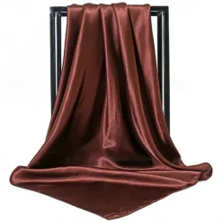 Best 1pcs 90*90cm Solid Colors Neckerchief Hijab Scarf For Women Silk Satin Headband Hair Scarves Female Square Shawls Head Scarfs For Ladies Women Scarves