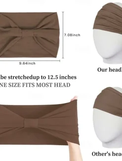 Online 2pcs Headbands for Women Wide Head Bands Non Slip Boho Womens Hair Band Fashion Knotted Workout Yoga Leopard Turban Head Wraps Women Accessories