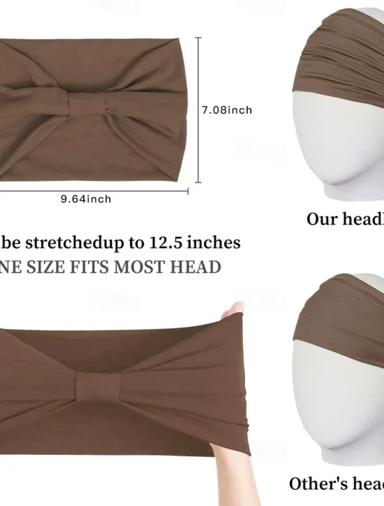 Online 2pcs Headbands for Women Wide Head Bands Non Slip Boho Womens Hair Band Fashion Knotted Workout Yoga Leopard Turban Head Wraps Women Accessories