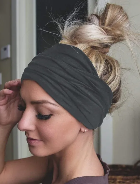 Online 2pcs Headbands for Women Wide Head Bands Non Slip Boho Womens Hair Band Fashion Knotted Workout Yoga Leopard Turban Head Wraps Women Accessories