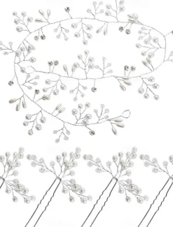 5pcs Keendarmi Bridal Hair Vine Crystal Wedding Head Piece Bride Wedding Hair Vine Hair Accessories for Bridesmaid and Flowergirls Women Accessories