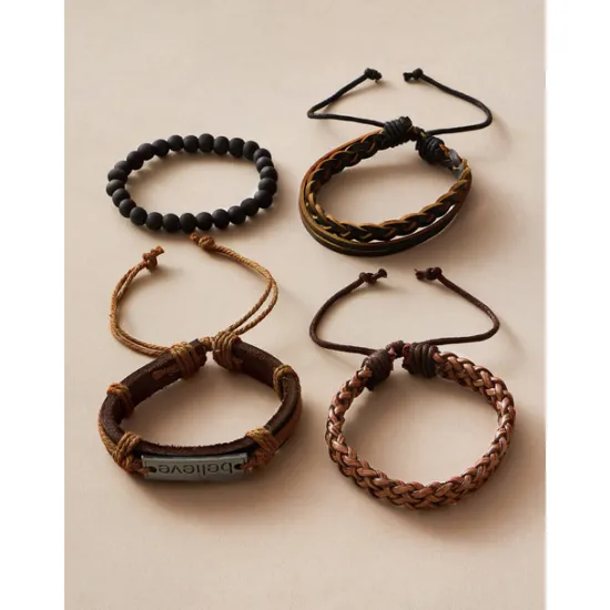 Clearance 4PCS Leather Bracelet Set Braided Birthday Statement Elegant Fashion Holiday Leather Bracelet Jewelry For Anniversary Gift Date Birthday Festival Women Trendy Jewelry