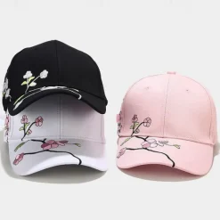 New 1pcs New High Quality Unisex Cotton Outdoor Baseball Cap Plum Embroidery Snapback Fashion Sports Hats For Men & Women Cap Women Hats