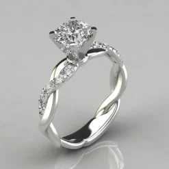 Outlet 1pcs siliver gold rose gold princess diamond ring cross twist diamond ring for women Women Trendy Jewelry