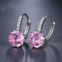 Sale 2pcs Stud Earrings Hoop Earrings For Women's Cubic Zirconia Citrine Wedding Party Casual Zircon Alloy Solitaire Round Cut Graduation Women Trendy Jewelry