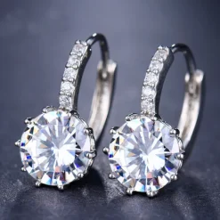 Sale 2pcs Stud Earrings Hoop Earrings For Women's Cubic Zirconia Citrine Wedding Party Casual Zircon Alloy Solitaire Round Cut Graduation Women Trendy Jewelry