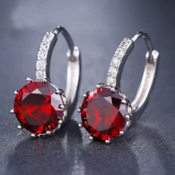 Sale 2pcs Stud Earrings Hoop Earrings For Women's Cubic Zirconia Citrine Wedding Party Casual Zircon Alloy Solitaire Round Cut Graduation Women Trendy Jewelry
