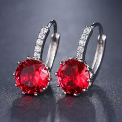 Sale 2pcs Stud Earrings Hoop Earrings For Women's Cubic Zirconia Citrine Wedding Party Casual Zircon Alloy Solitaire Round Cut Graduation Women Trendy Jewelry