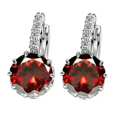 Sale 2pcs Stud Earrings Hoop Earrings For Women's Cubic Zirconia Citrine Wedding Party Casual Zircon Alloy Solitaire Round Cut Graduation Women Trendy Jewelry