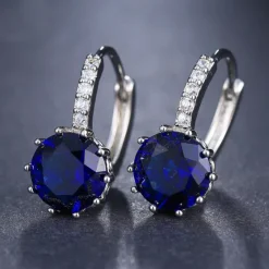 Sale 2pcs Stud Earrings Hoop Earrings For Women's Cubic Zirconia Citrine Wedding Party Casual Zircon Alloy Solitaire Round Cut Graduation Women Trendy Jewelry