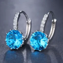 Sale 2pcs Stud Earrings Hoop Earrings For Women's Cubic Zirconia Citrine Wedding Party Casual Zircon Alloy Solitaire Round Cut Graduation Women Trendy Jewelry